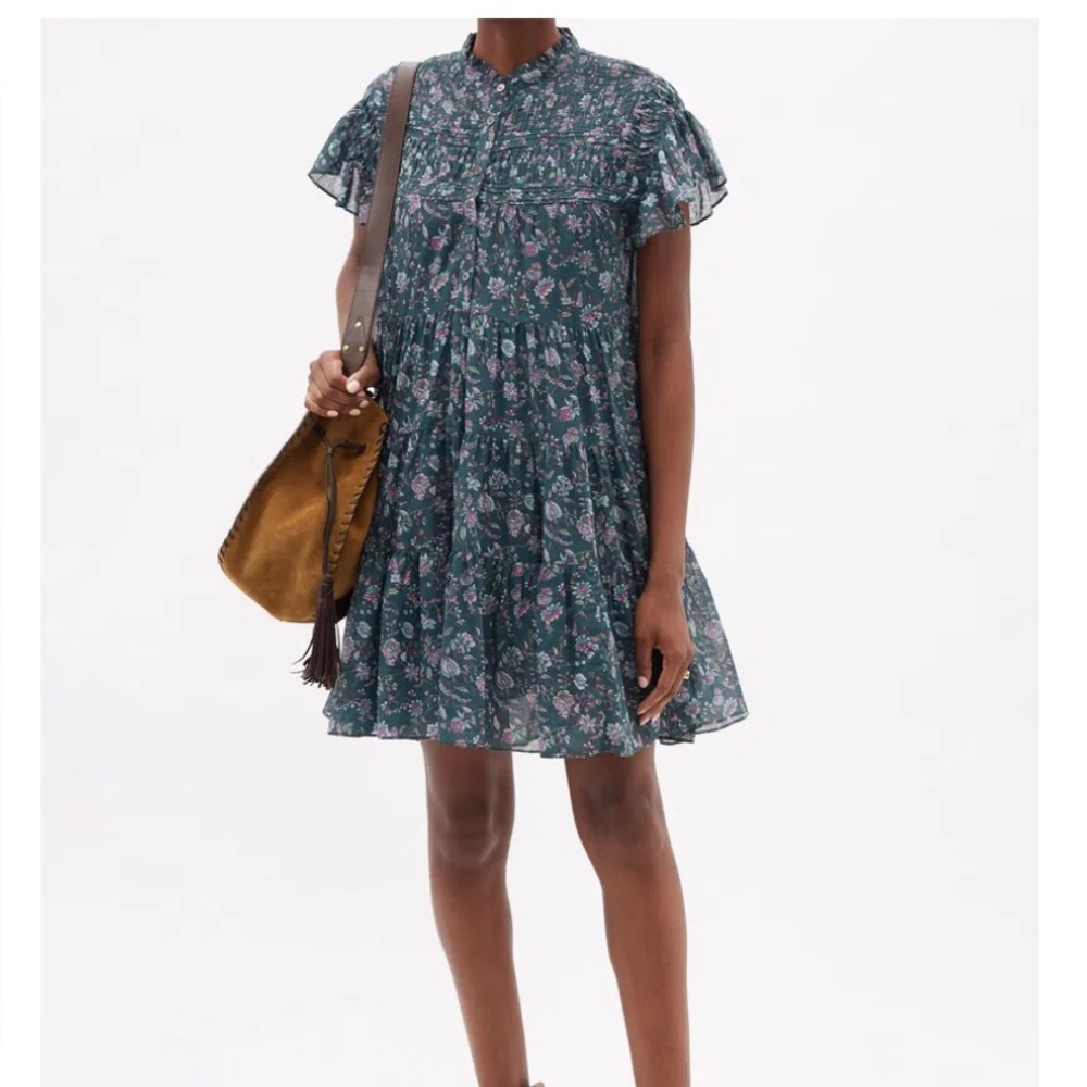 Isabel Marant Blue Mini Dress with Ruffles - Picture 2 of 11